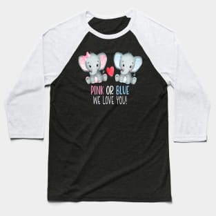 Baby Elephant Pink And Blue We Love You Baseball T-Shirt